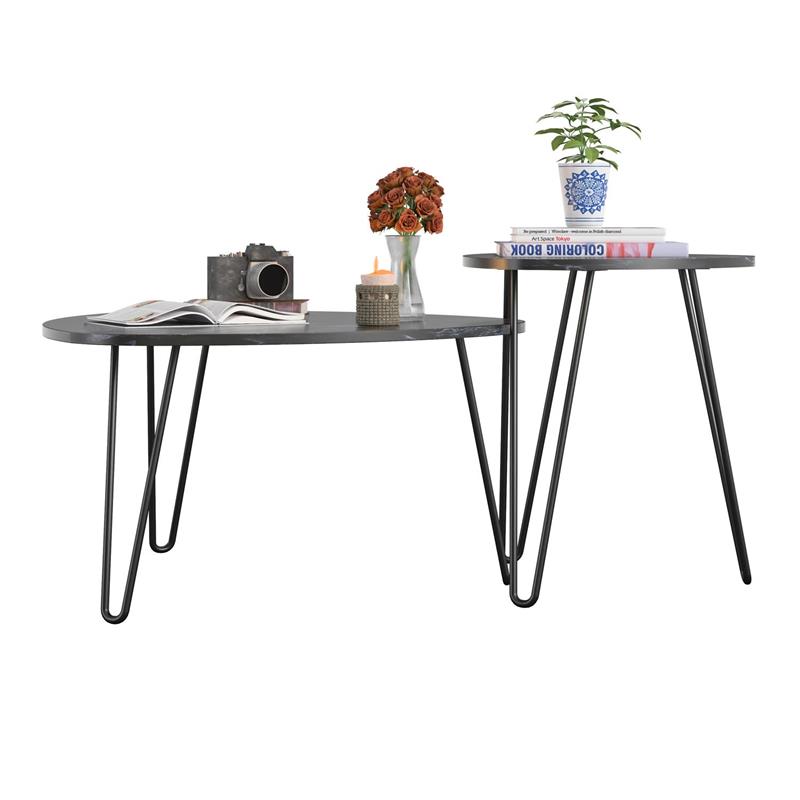 Novogratz Athena Nesting Tables in Black Marble