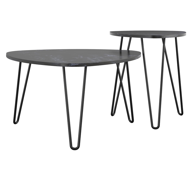 Novogratz Athena Nesting Tables in Black Marble