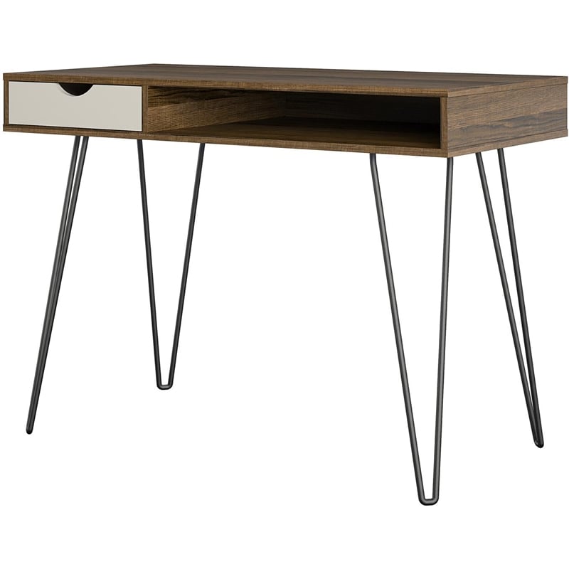 Novogratz Concord Computer Desk with Storage in Brown Oak/Gray ...