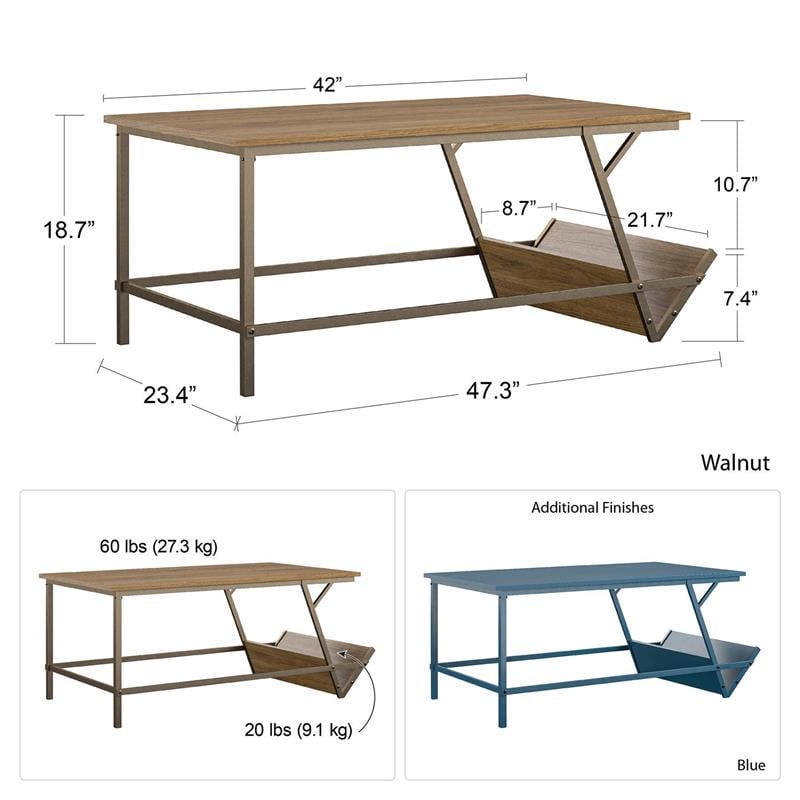 Novogratz Regal Coffee Table in Brown Walnut