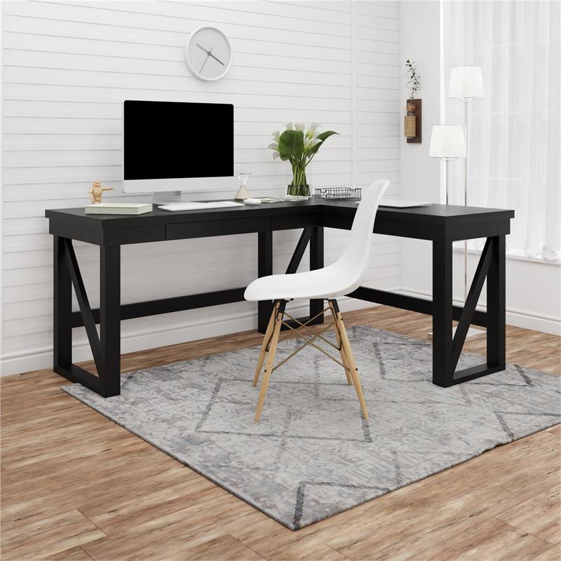 Ameriwood Home Crestwood Lift Top L Desk in Black
