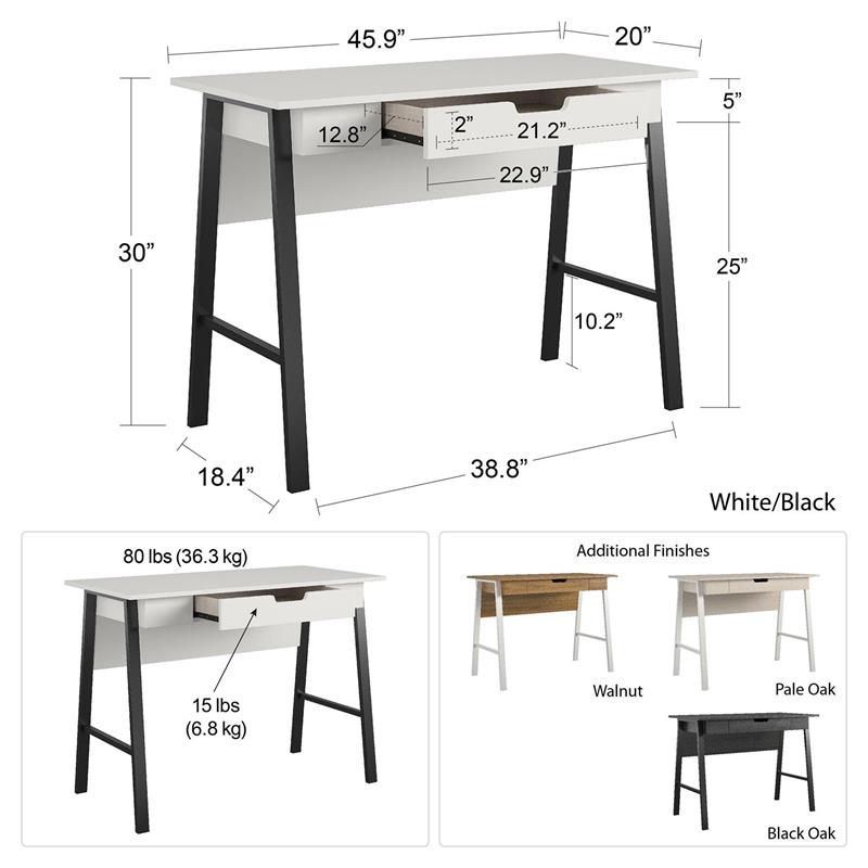 Ameriwood Home Oxford Computer Desk with Drawer in Black Oak