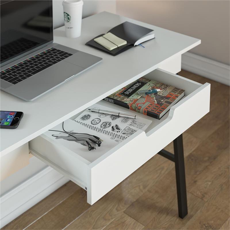Ameriwood Home Oxford Computer Desk with Drawer in White/Black