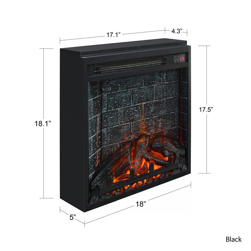 Altra Flame 18 inch Electric Glass Front Fireplace Insert with Remote in Black