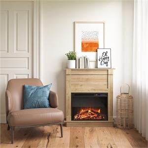 ameriwood home ellsworth fireplace with mantel in natural