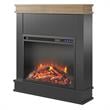 Ameriwood Home Mateo Fireplace with Mantel in Black with Natural Mantel