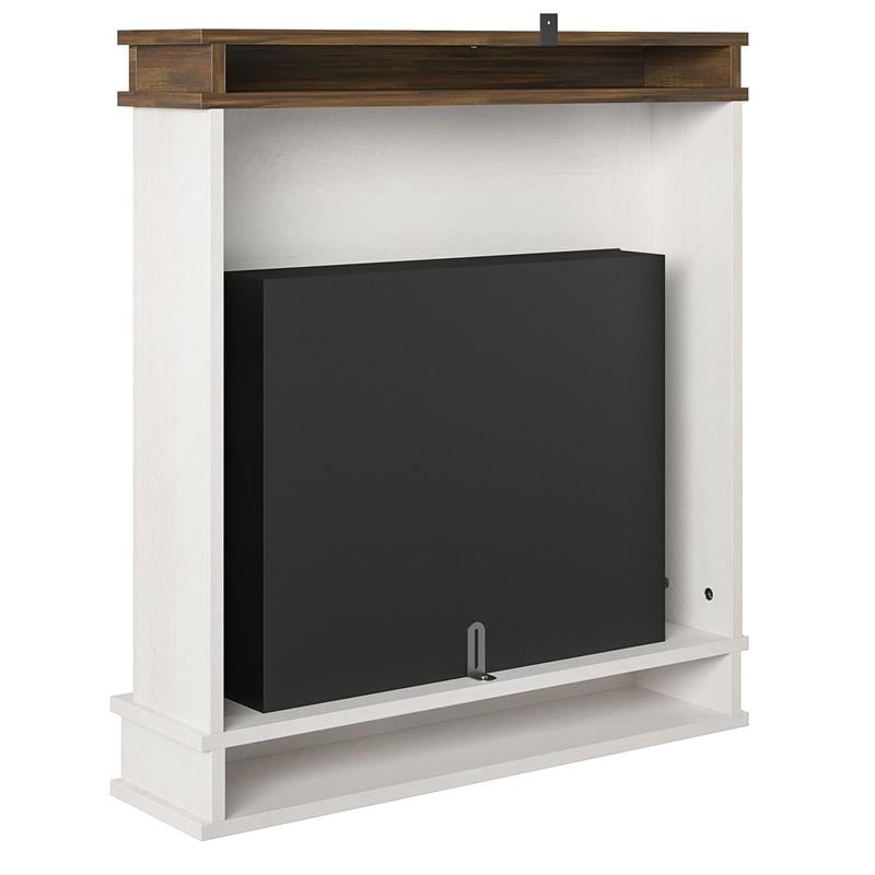 Ameriwood Home Mateo Fireplace with Mantel in Ivory Oak with Rustic Mantel