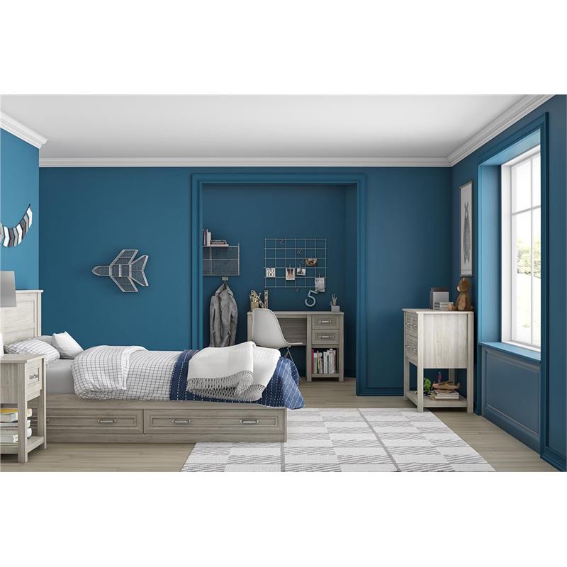 Little Seeds Sierra Ridge Levi Twin Bed with Storage in Light Walnut