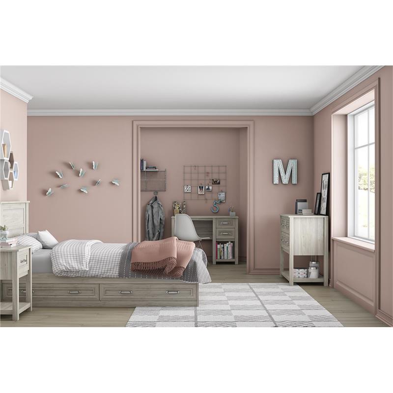 Little Seeds Sierra Ridge Levi Twin Bed with Storage in Light Walnut