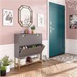 CosmoLiving by Cosmopolitan Brielle Entryway Shoe Storage in Graphite Gray