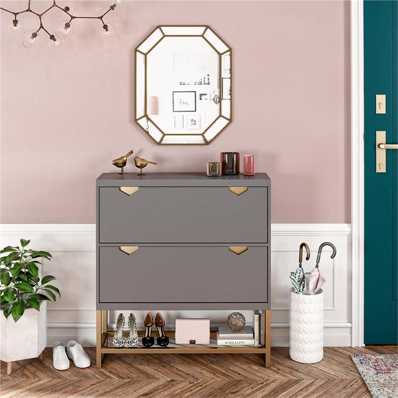 CosmoLiving by Cosmopolitan Brielle Entryway Shoe Storage in Graphite Gray