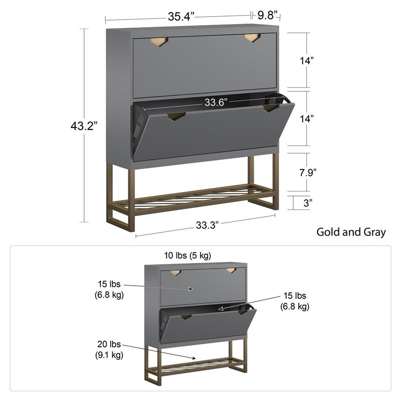 CosmoLiving by Cosmopolitan Brielle Entryway Shoe Storage in Graphite Gray