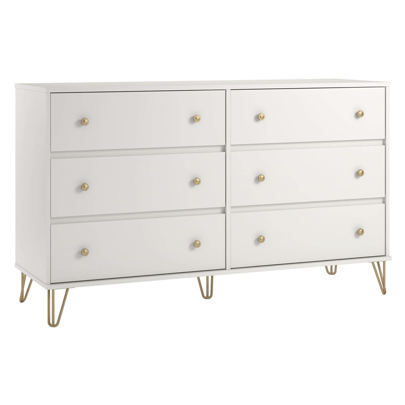 Novogratz Finley Contemporary Engineered Wood 6 Drawer Dresser in White