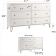 Novogratz Finley Contemporary Engineered Wood 6 Drawer Dresser in White