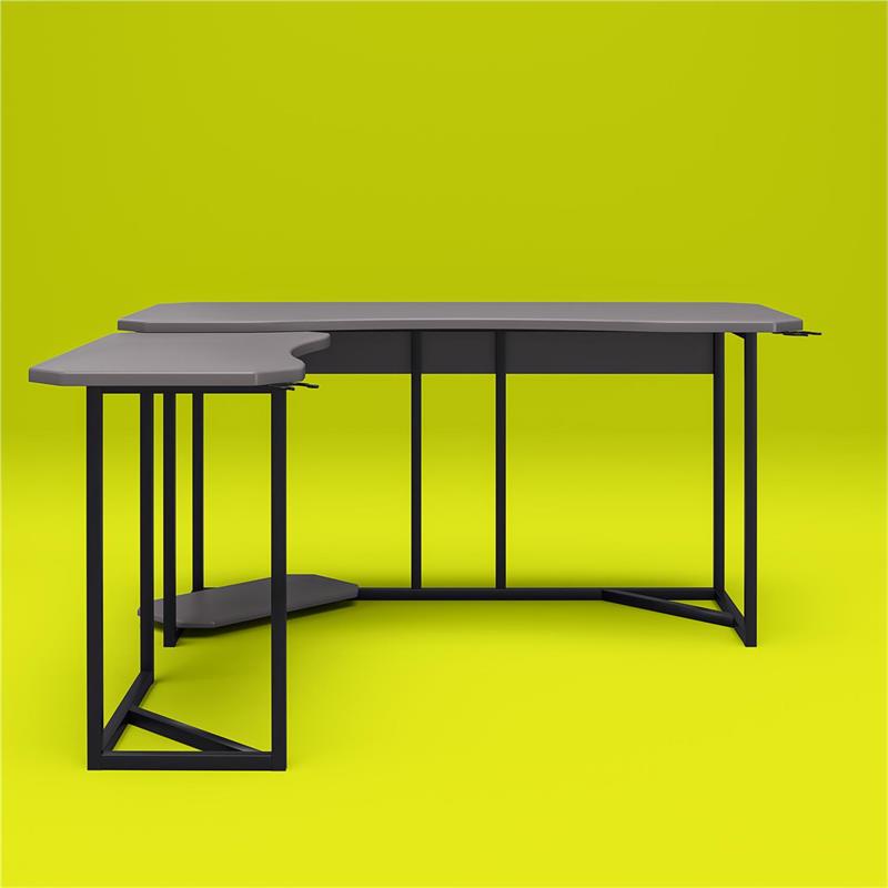 NTense Quest Gaming L Desk with CPU Stand in Gray