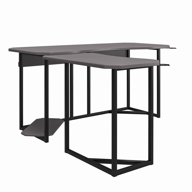 NTense Quest Gaming L Desk with CPU Stand in Gray