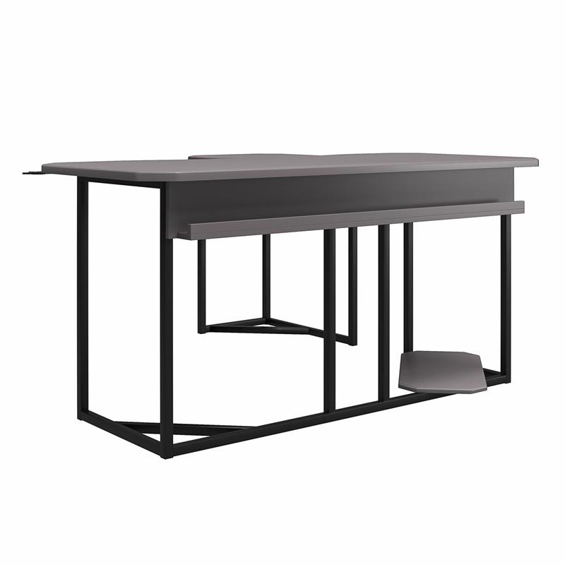 NTense Quest Gaming L Desk with CPU Stand in Gray