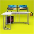 NTense Quest Gaming L Desk with CPU Stand in White
