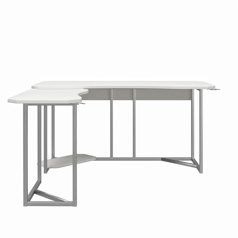 NTense Quest Gaming L Desk with CPU Stand in White