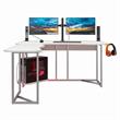 NTense Quest Gaming L Desk with CPU Stand in White