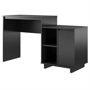 ameriwood home ravelston desk and cabinet with wireless charging port in black