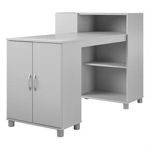 systembuild evolution lory hobby and craft desk with storage cabinet in gray