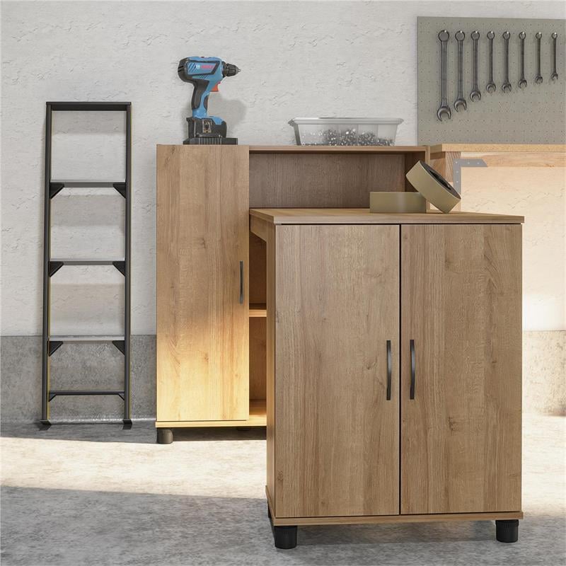 SystemBuild Evolution Lory Hobby and Craft Desk with Storage Cabinet in Natural