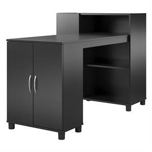 systembuild evolution lory hobby and craft desk with storage cabinet in black