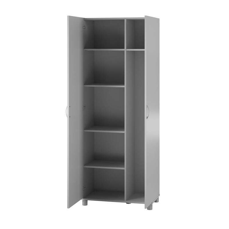 SystemBuild Lory Tall Asymmetrical Storage Cabinet in Dove Gray | Cymax ...