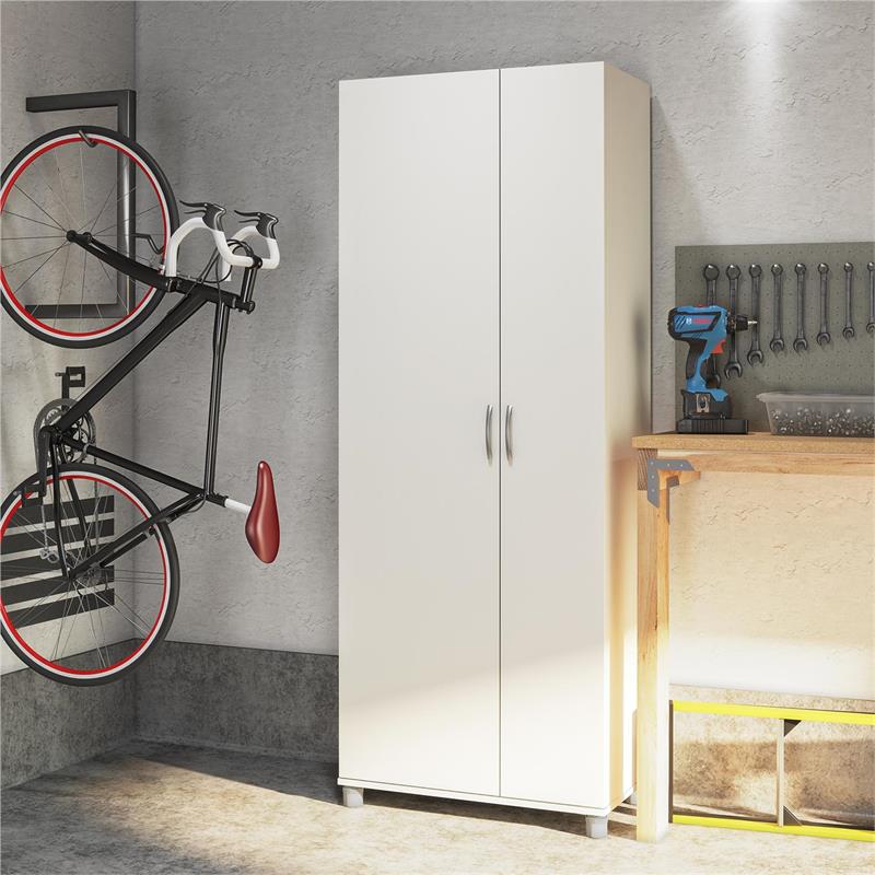 Systembuild Lory Tall Asymmetrical Storage Cabinet in White