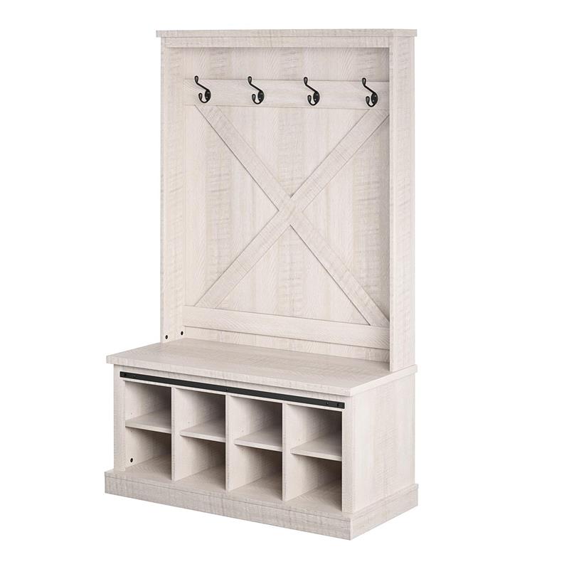 Ameriwood Home Wildwood 40 Wood Veneer Entryway Hall Tree with Storage  Bench - Rustic Gray