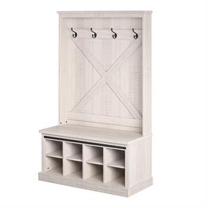 ameriwood home knox county entryway bench with hall tree in rustic white