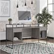 Ameriwood Home Camley Desk with Glass Top in 2 Drawers and Storage in Gray Oak