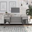 Ameriwood Home Camley Desk with Glass Top in 2 Drawers and Storage in Gray Oak