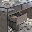 Ameriwood Home Camley Desk with Glass Top in 2 Drawers and Storage in Gray Oak