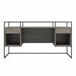 Ameriwood Home Camley Desk with Glass Top in 2 Drawers and Storage in Gray Oak
