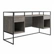 Ameriwood Home Camley Desk with Glass Top in 2 Drawers and Storage in Gray Oak