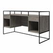 Ameriwood Home Camley Desk with Glass Top in 2 Drawers and Storage in Gray Oak