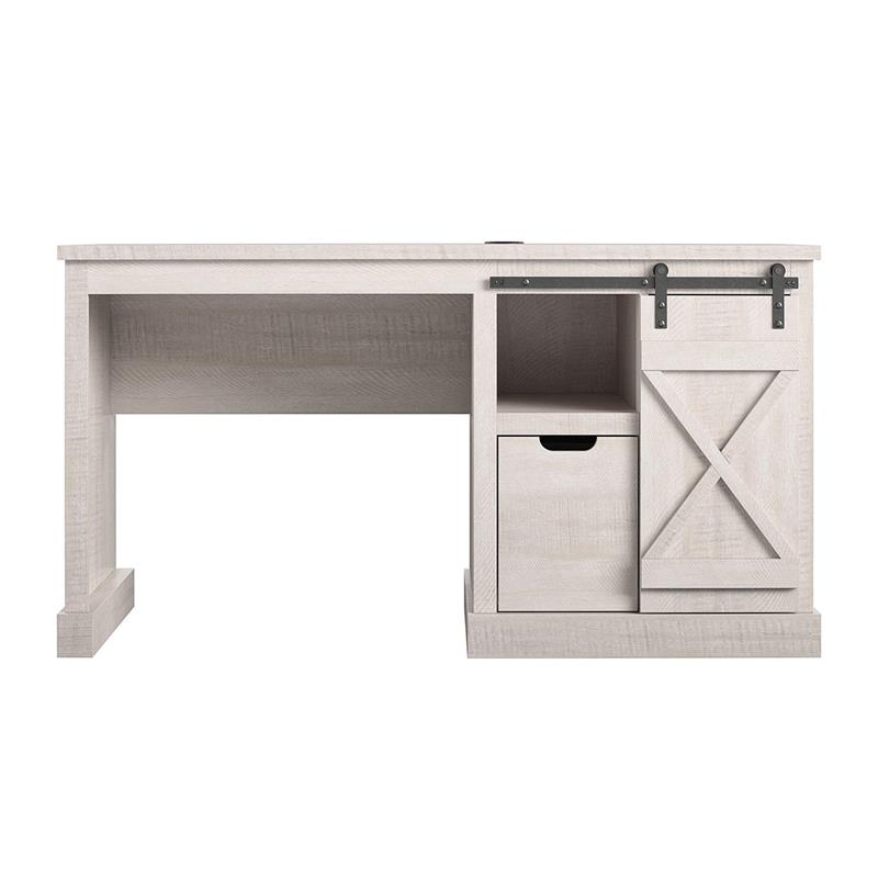 Ameriwood Home Knox County Single Pedestal Computer Desk in Rustic White