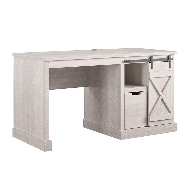 Ameriwood Home Knox County Single Pedestal Computer Desk in Rustic White