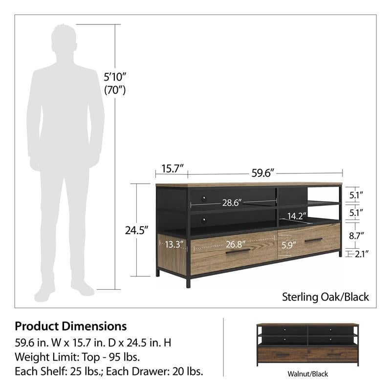 Ameriwood Home Structure TV Stand for TVs up to 60