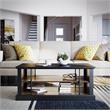 Ameriwood Home Hoffman Rustic Coffee Table with 2 Shelves in Black and Walnut