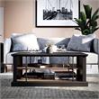 Ameriwood Home Hoffman Rustic Coffee Table with 2 Shelves in Black and Walnut
