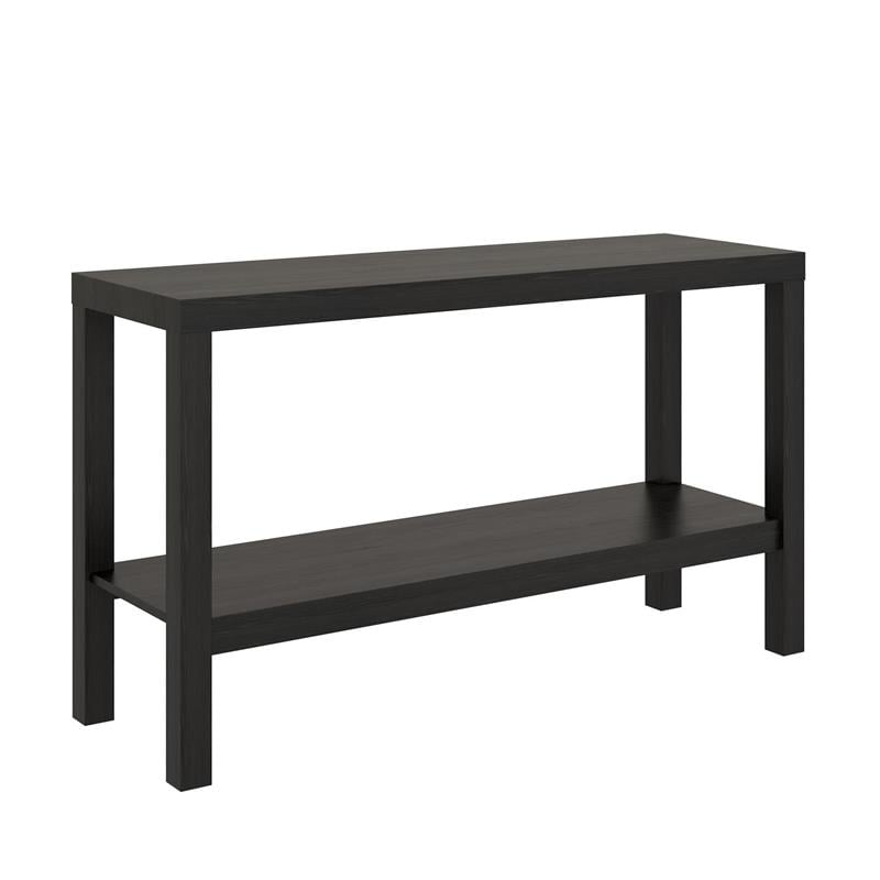 Mainstays Small Space Writing Desk with 2 Shelves, True Black Oak Finish