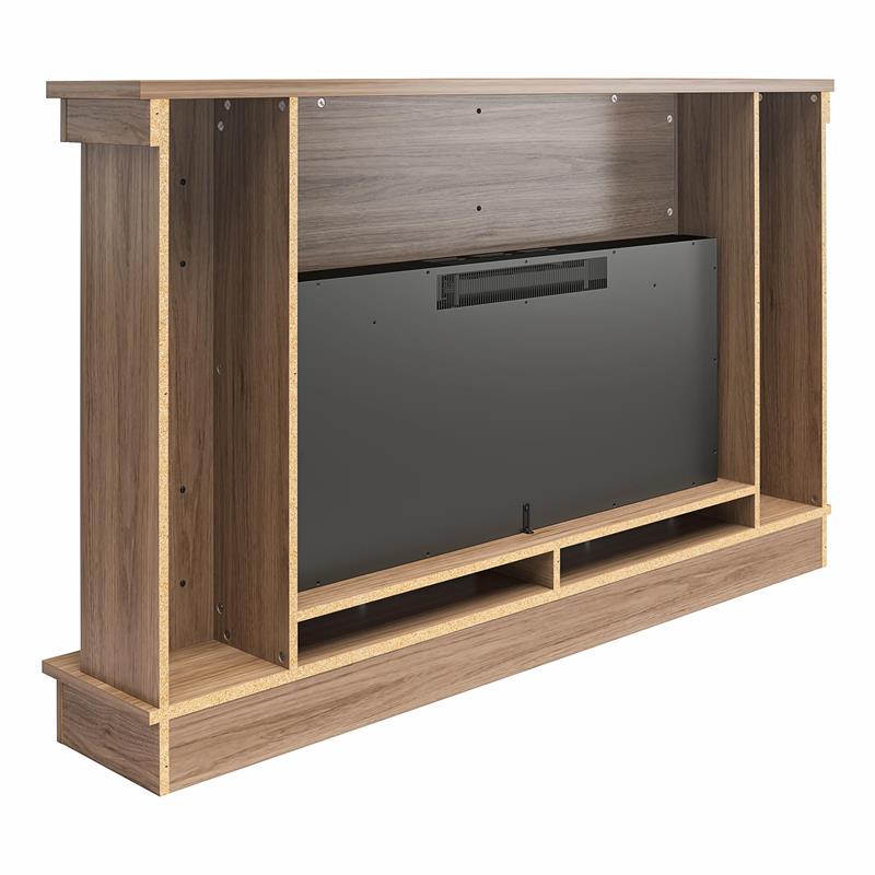 Ameriwood Home Elmcroft Wide Mantel with Linear Electric Fireplace in Walnut