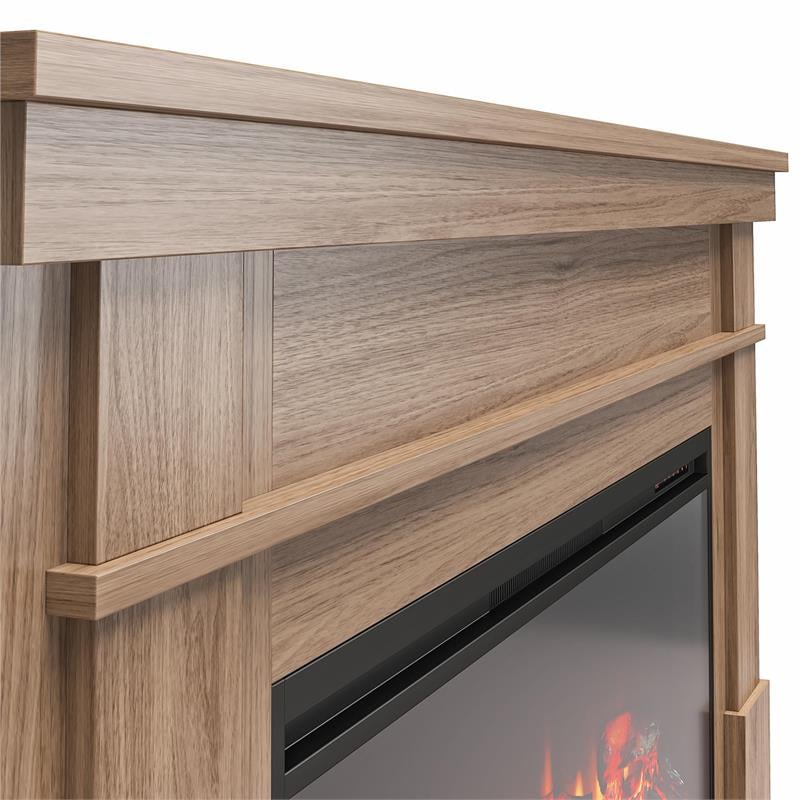 Ameriwood Home Elmcroft Wide Mantel with Linear Electric Fireplace in Walnut