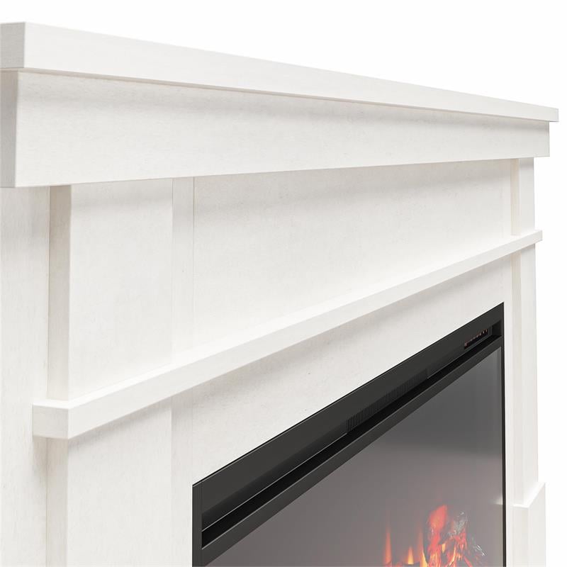 Ameriwood Home Elmcroft Wide Mantel with Linear Electric Fireplace in Plaster