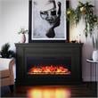 Ameriwood Home Elmcroft Wide Mantel with Linear Electric Fireplace in Black Oak
