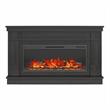 Ameriwood Home Elmcroft Wide Mantel with Linear Electric Fireplace in Black Oak