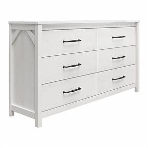 ameriwood home augusta 6 drawer wide dresser with easy assembly in ivory oak